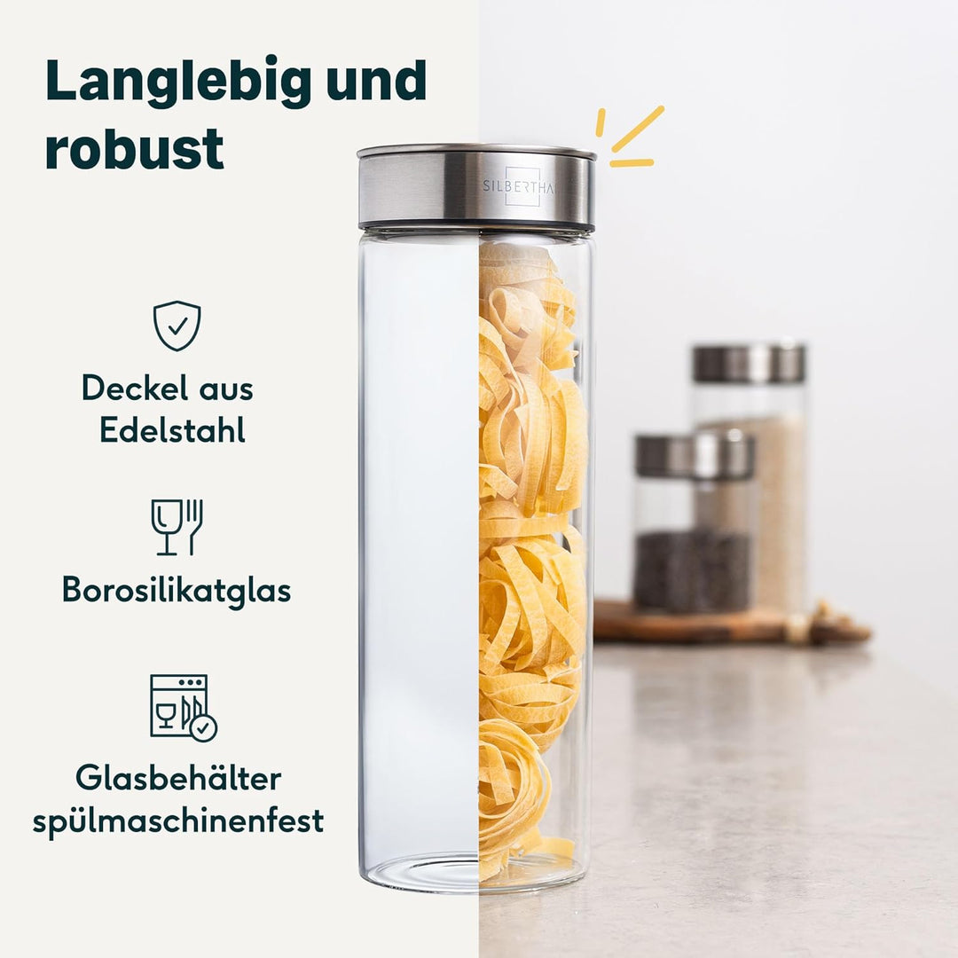 SILBERTHAL Vorratsdosen Glas mit Deckel Set 1700 ml - Vorratsgläser für luftdichte & auslaufsichere
