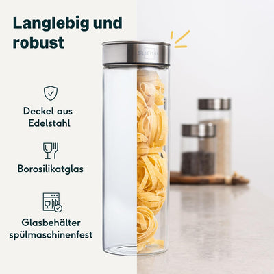 SILBERTHAL Vorratsdosen Glas mit Deckel Set 1700 ml - Vorratsgläser für luftdichte & auslaufsichere