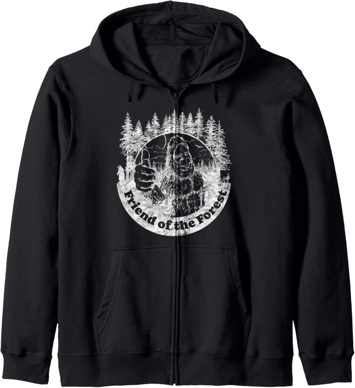 Friend of the Forest Funny Bigfoot Nature Thumbs Up Tree 80s Kapuzenjacke