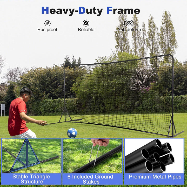 LIFEZEAL Fussball-Trainingsnetz, Rückprallnetz mit strapazierfähigem Netz, tragbares Fussballtor mit