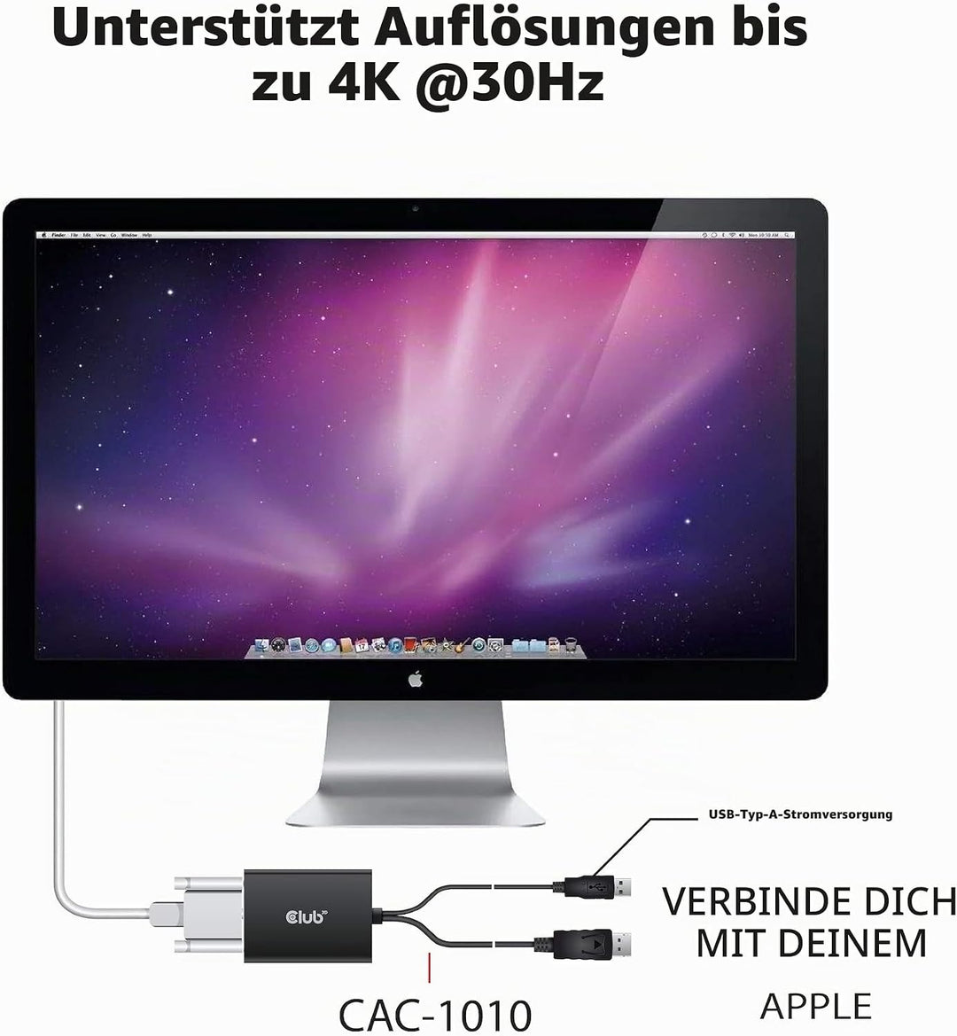 Club 3D CAC-1010-A aktiver Adapter DisplayPort auf DVI-D HDCP OFF (für Cinema Displays)
