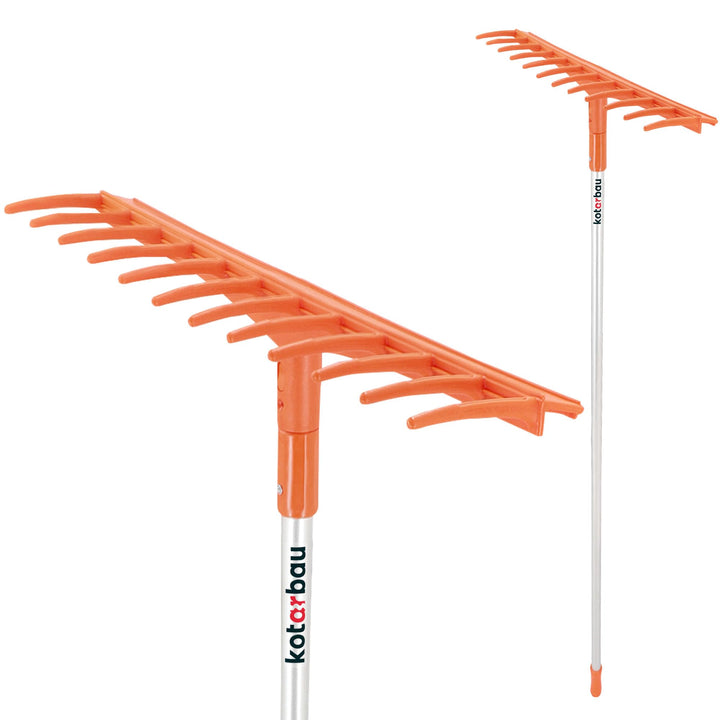 KOTARBAU® Heurechen - 51 cm - mit Aluminiumstiel 1,54 m - Laubrechen Kunststoff - 12 Zinken - Rechen