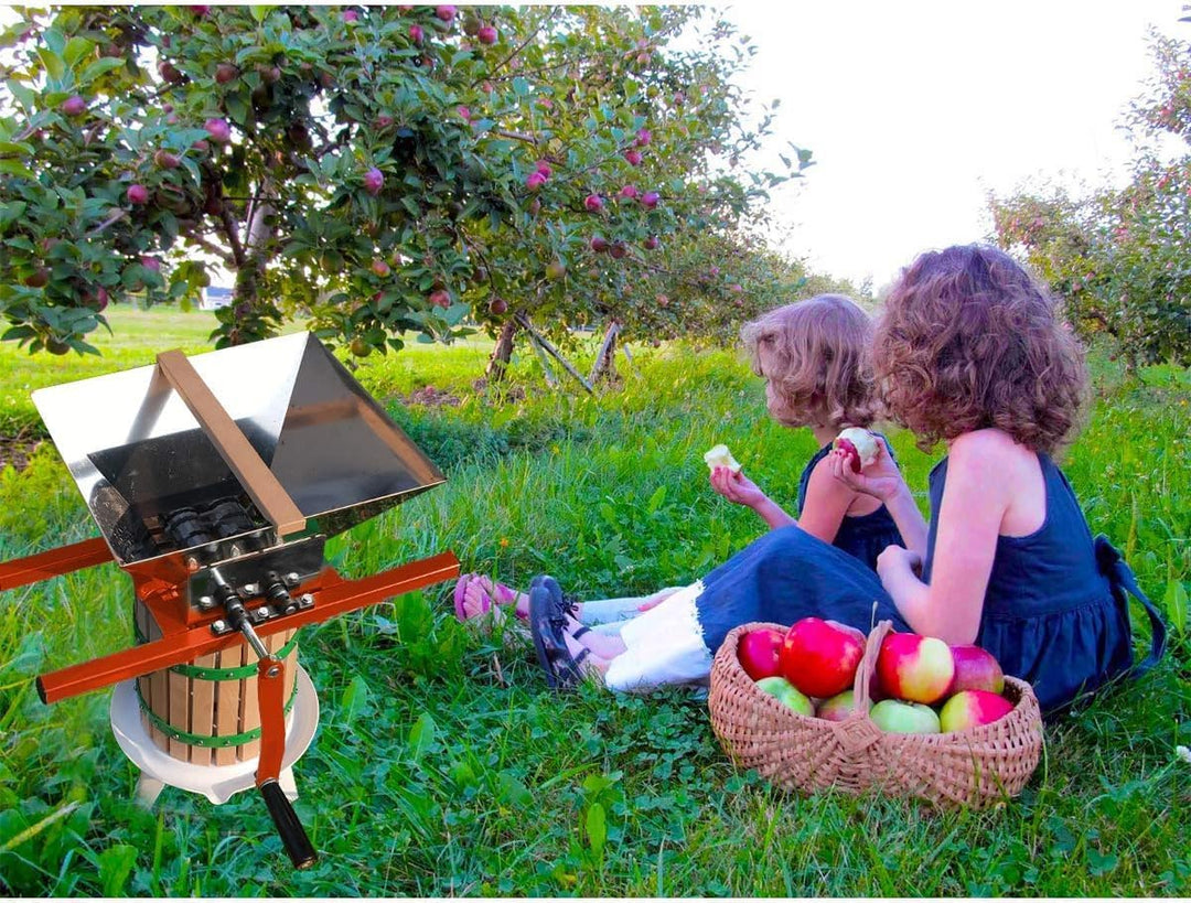7L Obstmühle Edelstahl Apfelpresse Traubenmühle Maischemühle Fruchtbrecher Pulper Mühle mit Handkurb
