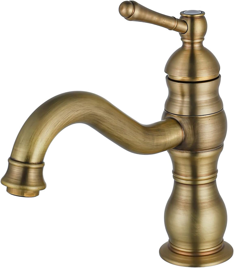 BOAOTX Wasserhahn Bad Antik Messing, Waschtischarmatur Retro, 360°Drehbar Waschbeckenarmatur, Badarm