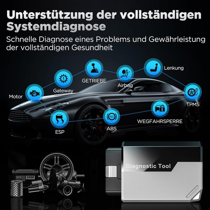 KINGBOLEN EDIAG Elite OBD2 Diagnosegerät Bluetooth,Auto Auslesegerät mit Vollständige System,15 Rese