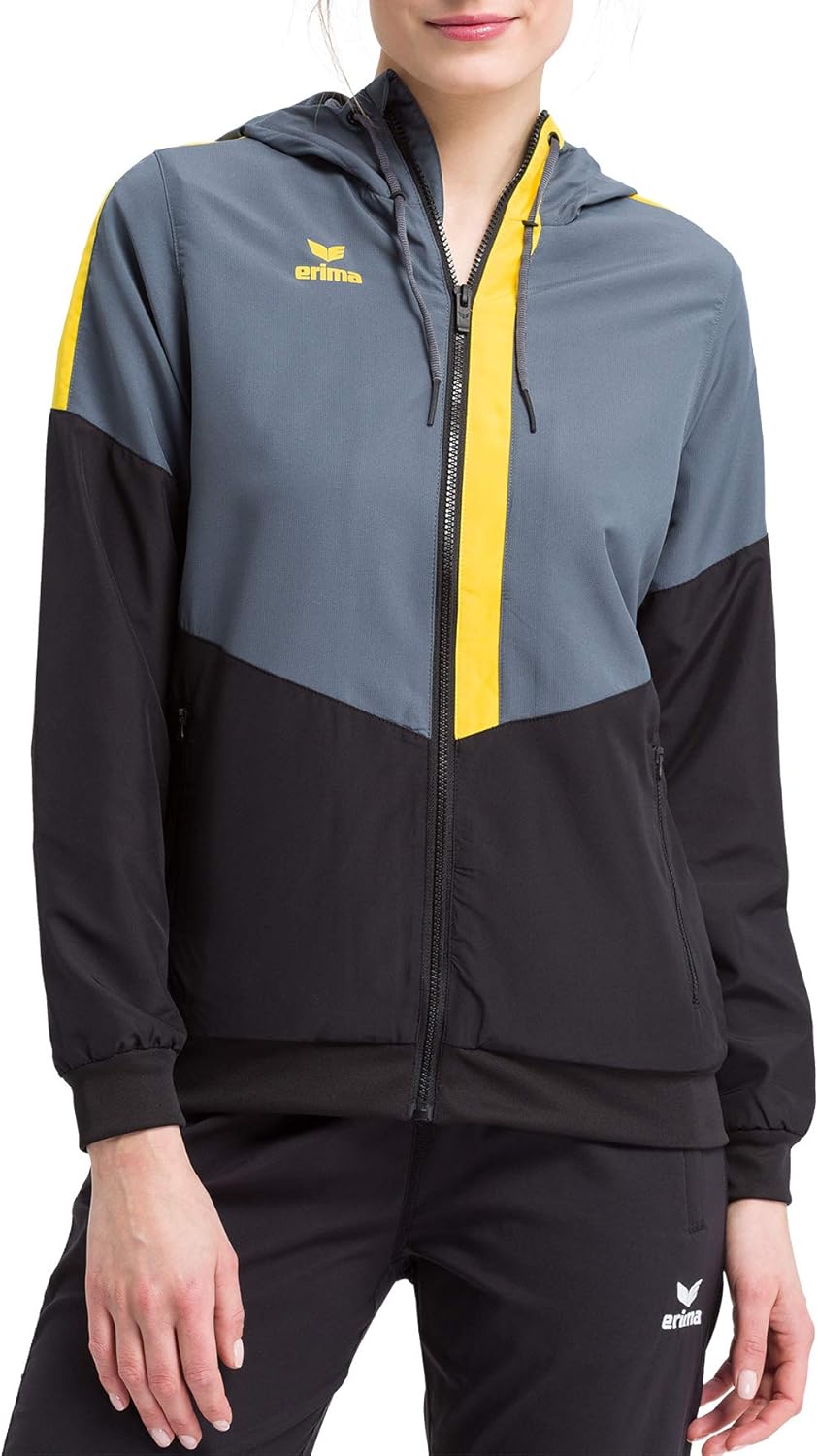 Erima Damen Präsentationsjacke Tracktop Squad 40 slate grey/schwarz/gelb, 40 slate grey/schwarz/gelb