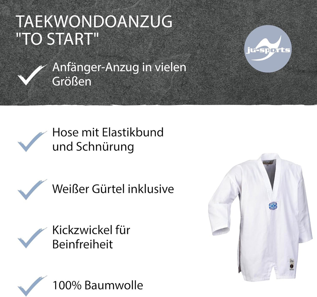 Ju-Sports Herren Taekwondoanzug To Start Anzug 190 cm Weiss, 190 cm Weiss