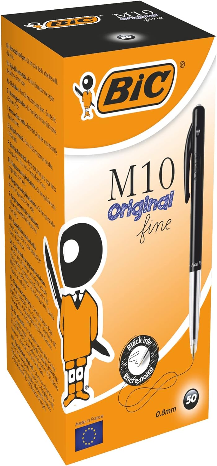 BiC M10 Druckkugelschreiber F 50er Pack schwarz, Schwarz