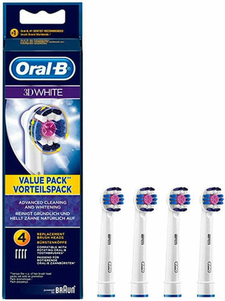 Oral-B White 3D Bürstenkopf, 4 Stück, Original Reinigungs Bürstenkörper, Weiss Alte Version, Alte Ve