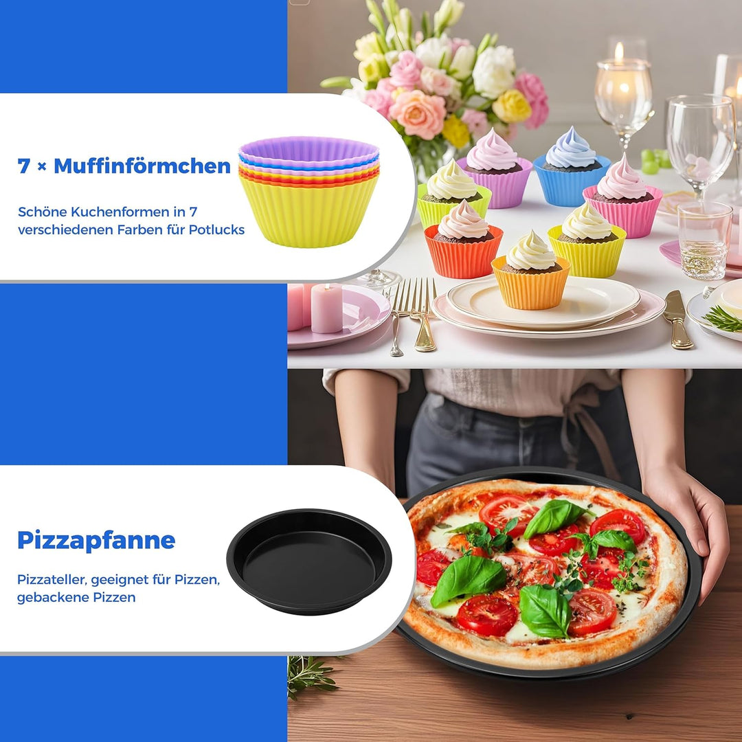 Das XXL Heissluftfritteuse Zubehör-Set für Philips Dual Basket Airfryer – 10-teilig für unterschiedl