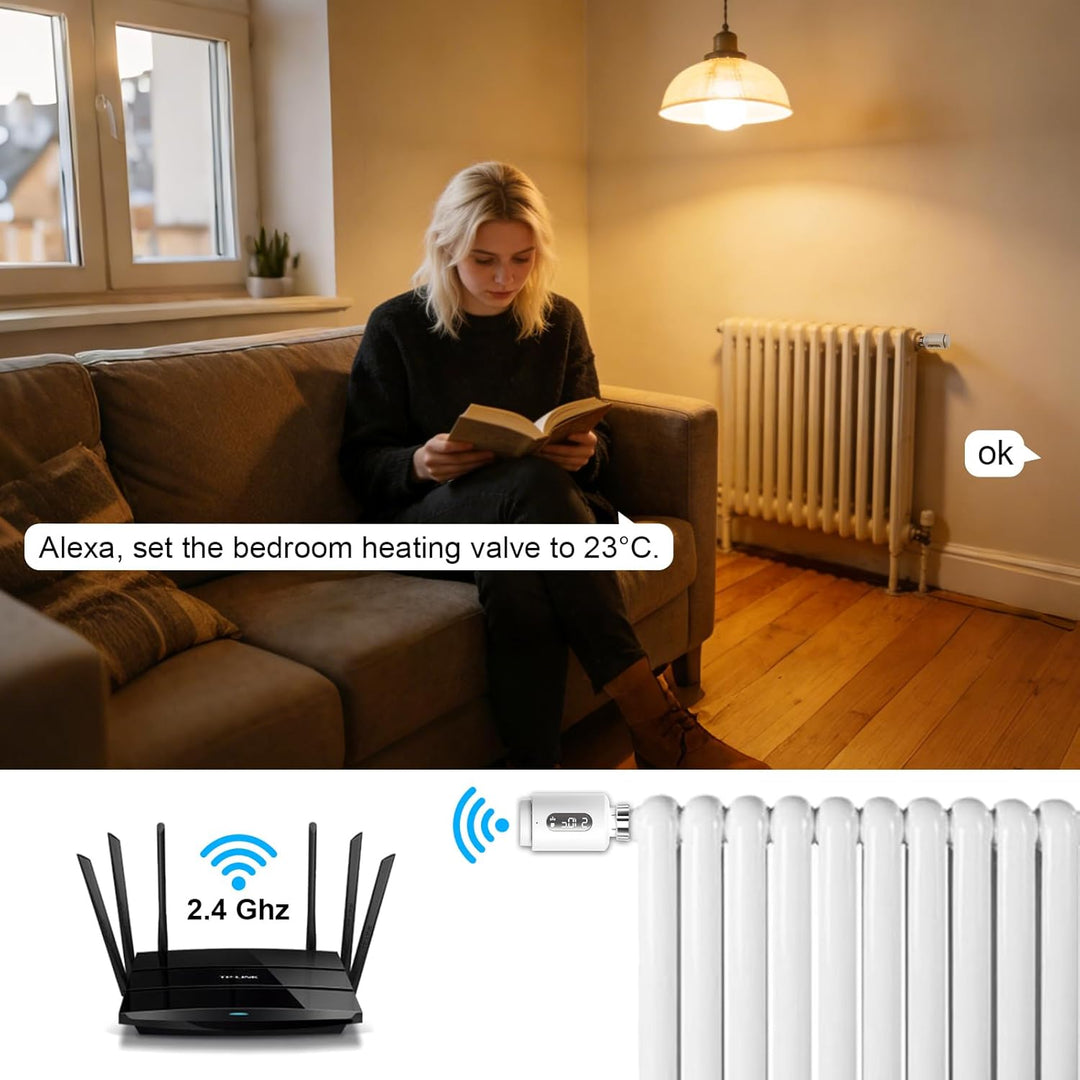 Smart Heizkörperthermostat mit APP WLAN ANTELA Digitale Display zur Kontrolle der Heiztemperatur, Ko