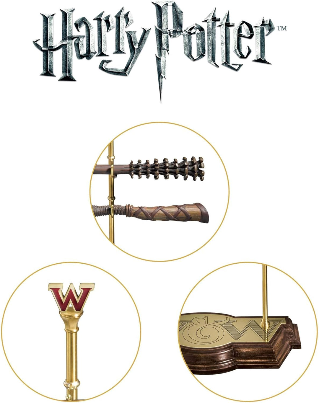 The Noble Collection Harry Potter Weasley Zauberstab-Kollektion mit Präsentationsständer, 43 cm, Kun