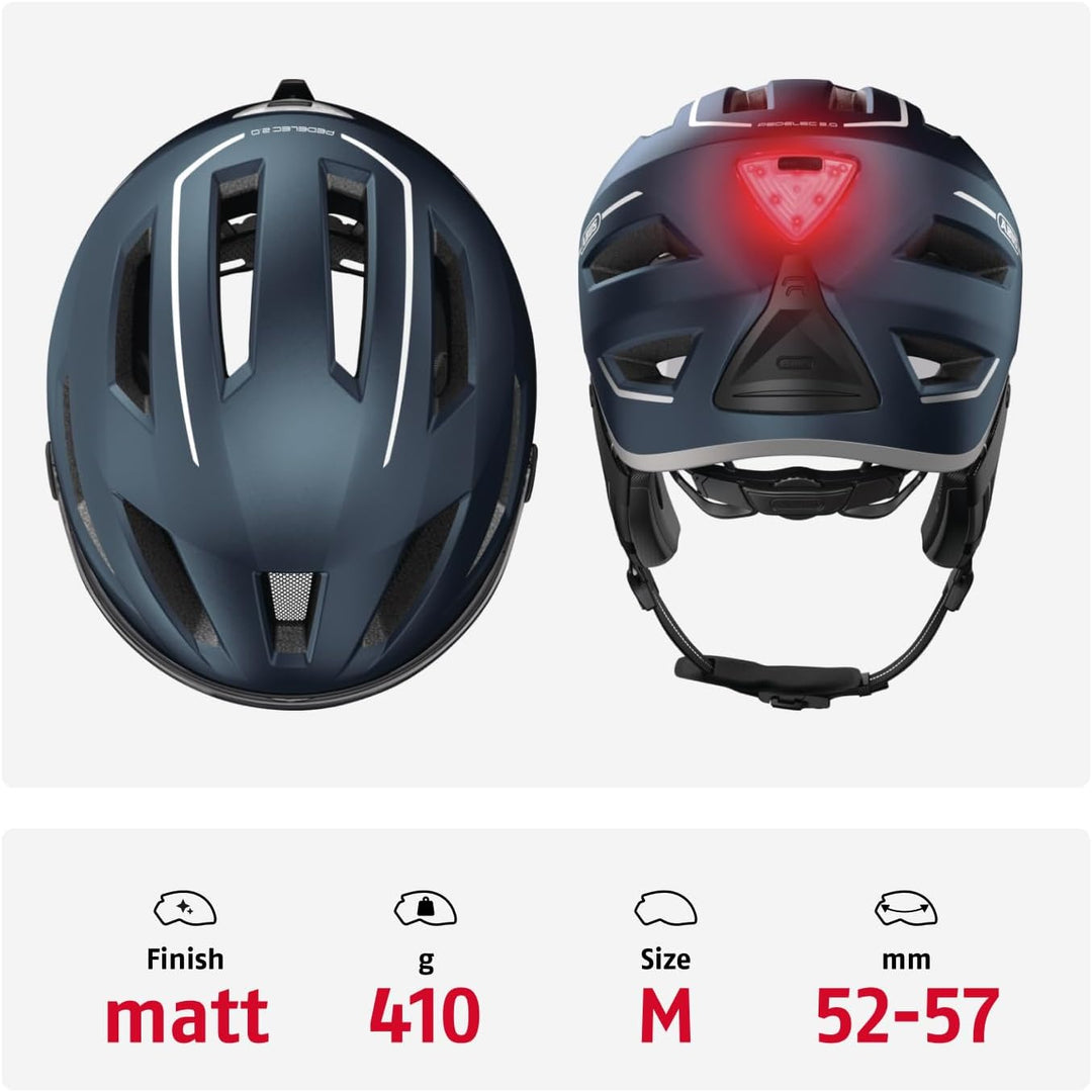ABUS Stadthelm Pedelec 2.0 ACE - Fahrradhelm mit Rücklicht, Visier, Regenhaube, Ohrenschutz - für Da