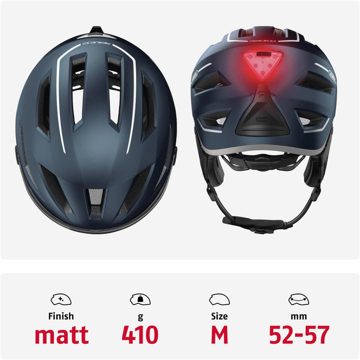ABUS Stadthelm Pedelec 2.0 ACE - Fahrradhelm mit Rücklicht, Visier, Regenhaube, Ohrenschutz - für Da