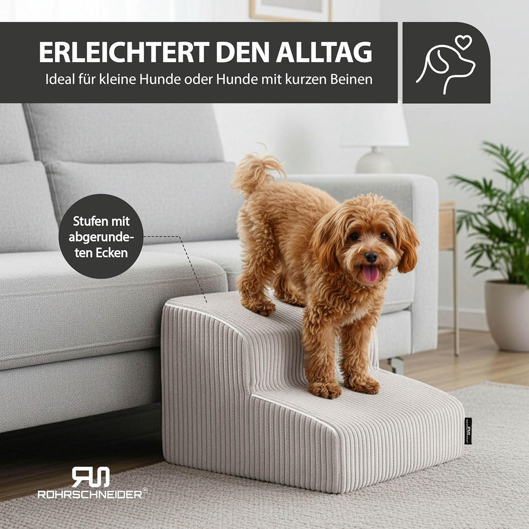 Rohrschneider Hundetreppe kleine Hunde | Made in EU | Haustiertreppe mit Rutschfester Unterseite | K