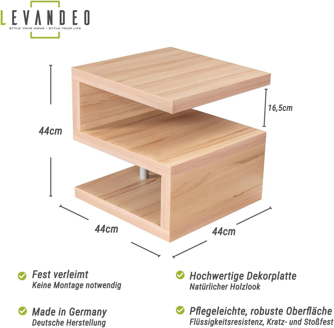 levandeo Couchtisch Sigi Kernbuche Dekor 44x44cm Höhe: 44cm - Deutsche Herstellung Keine Montage! Fe