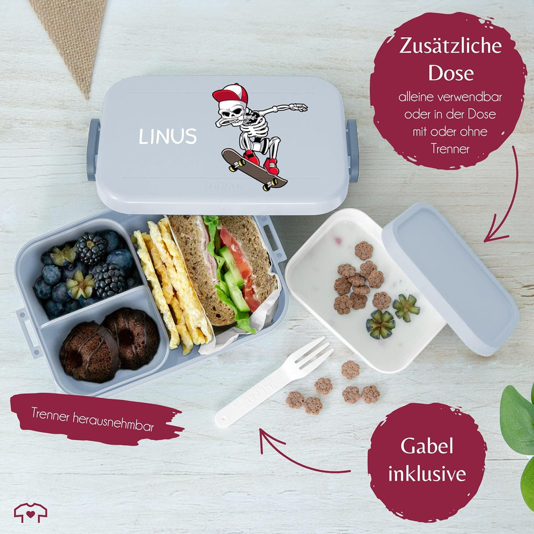 Kinder Bento Box Midi Lunchbox für Mepal Bentobox - Dabbing Skelett Skateboard | Dab Skelett Skater