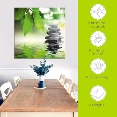 ARTland Glasbilder Wandbild Glas Bild einteilig 50x50 cm Quadratisch Asien Wellness Entspannung Spa