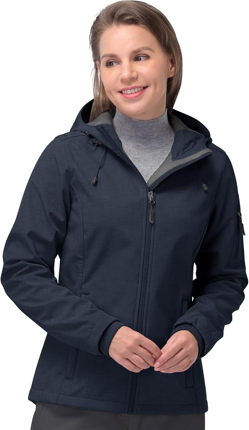 33,000ft Softshelljacke Damen Wasserdichte Atmungsaktive Warme Winterjacke Fleece Übergangsjacke Win