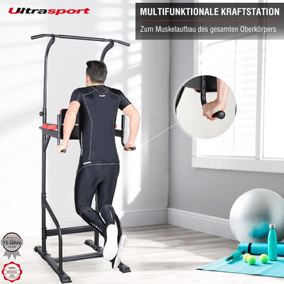 Ultrasport Power Tower/Power Rack, multifunktionale Kraftstation, für ein vielseitiges Training, Lat