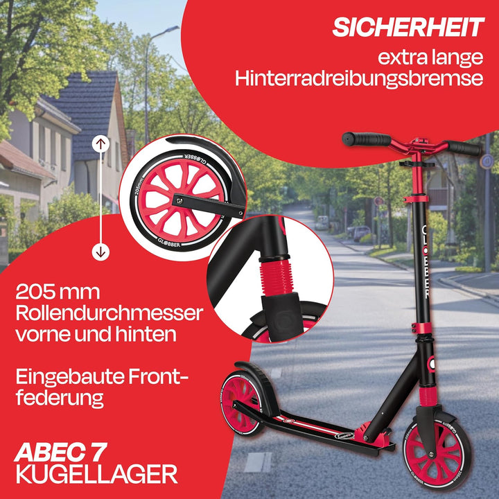 GLOBBER NL 205 Roller – Tretroller Kinder ab 8 Jahre, Teens und Erwachsene - Scooter 205 mm - ABEC 7