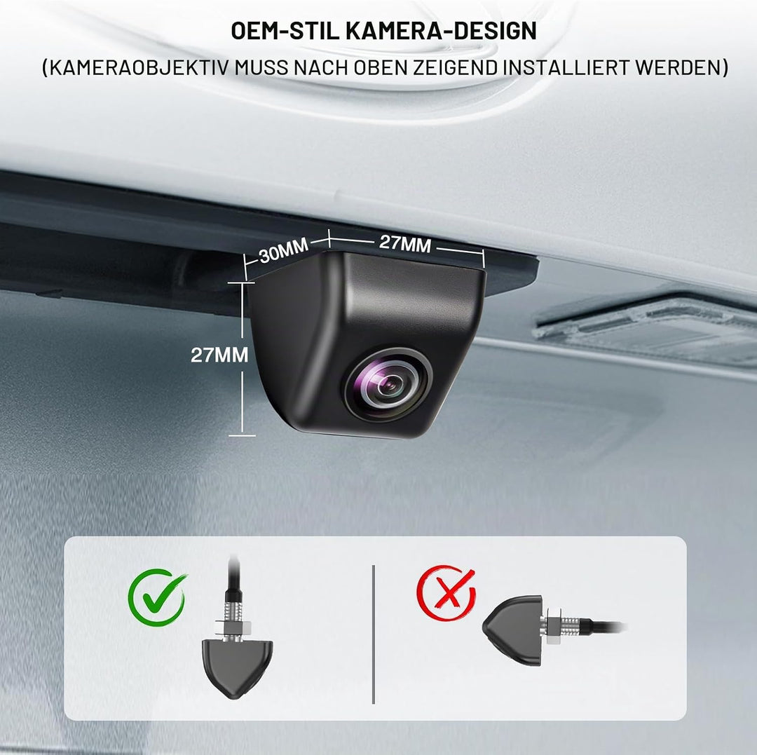 PARKVISION Rückfahrkamera für Auto Robustes Metallgehäuse 1080P HD Backup Kamera, 180° Weitwinkel-Rü