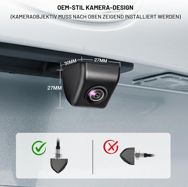 PARKVISION Rückfahrkamera für Auto Robustes Metallgehäuse 1080P HD Backup Kamera, 180° Weitwinkel-Rü