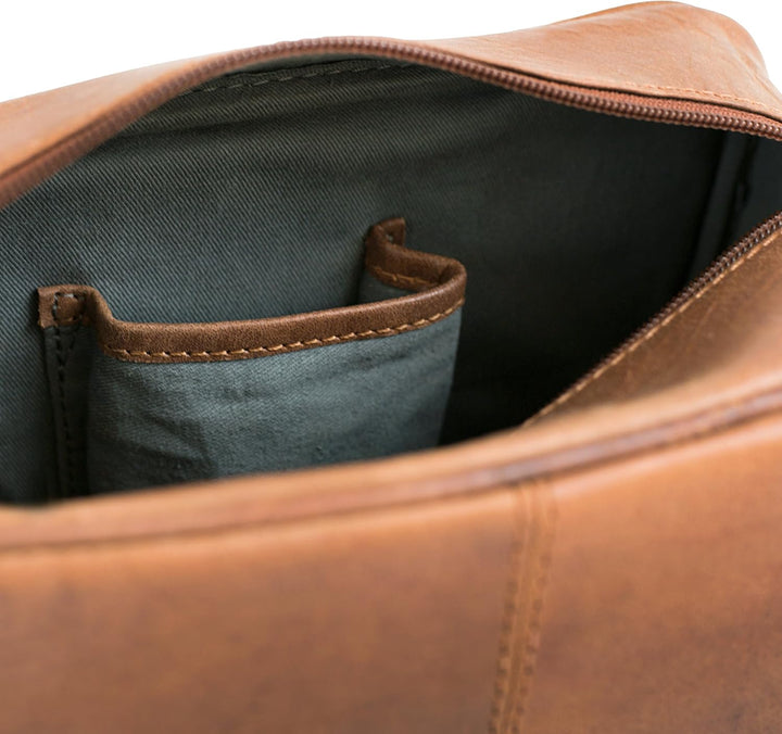 HOLZRICHTER Berlin Grosser Leder Kulturbeutel zum Aufhängen (L) - Premium Kulturtasche für Herren un