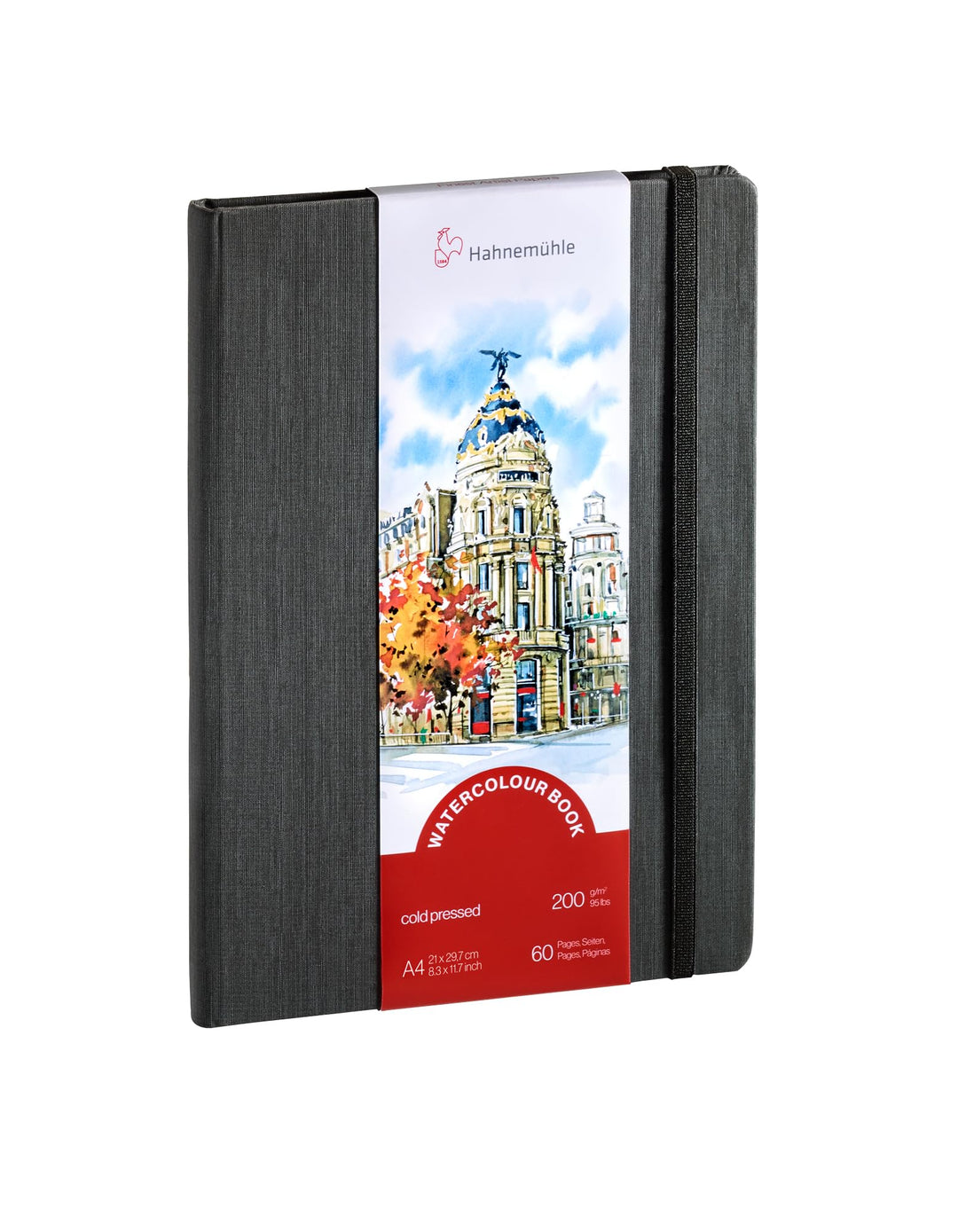 Hahnemühle Aquarellbuch, 200 g/m², feine Körnung, 30 Blatt, naturweiss, DIN A4 Portraitformat A4 - P