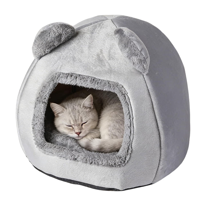 Katzenhöhle 40×40cm, Katzenbett mit Waschbarem Kissen, Kuschelhöhle für Katzen & Kleine Hunde, Katze