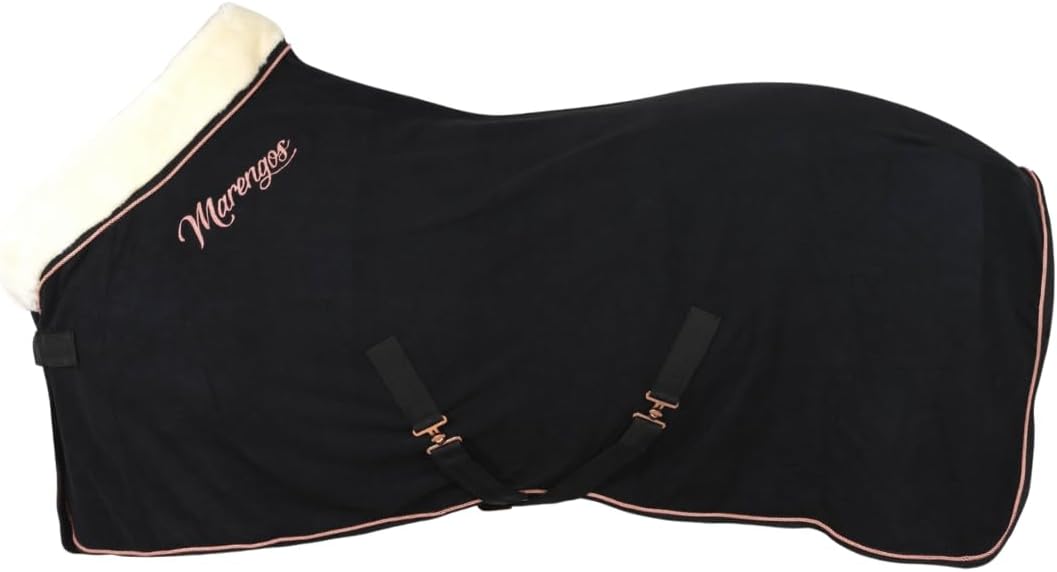 Marengos - Abschwitzdecke Modern Rosé | Fleecedecke mit Kreuzgurten, Frontverschnallung, Schweifkord