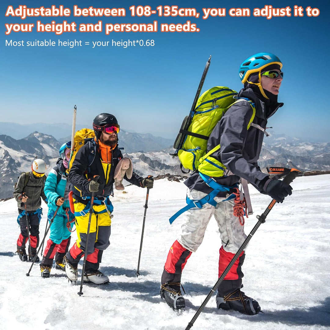 2Pcs Wanderstöcke, Nordic Walking Stöcke, Verstellbar 108-135cm, Faltbar Leichte Trekkingstöcke Dame
