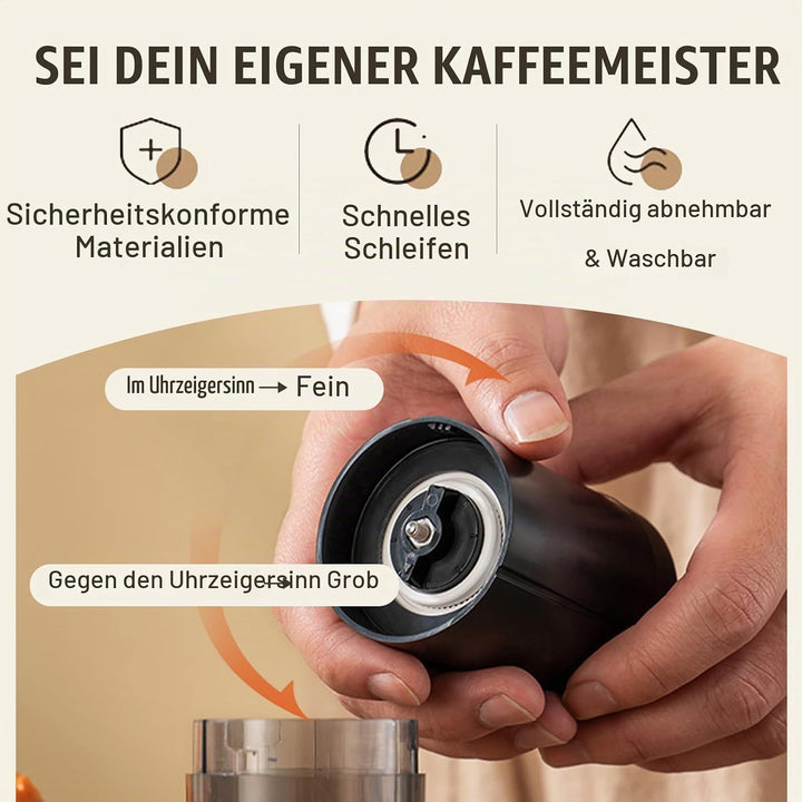 Kaffeemühle manuell mit Keramikmahlwerk,Tragbare Manuelle Handkaffeemühle mit 30g Kapazität, Konisch