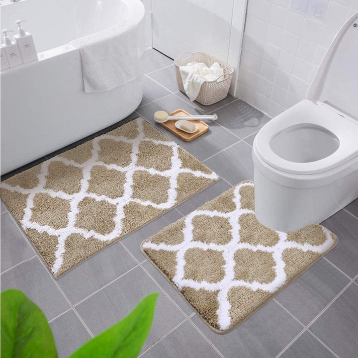 Homaxy rutschfest Badematten Set 2 teilig Weich Hochflor Bad WC Teppich Set Mikrofaser Badvorleger S