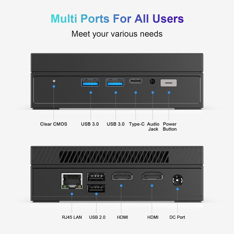 ALLIWAVA GX55 Mini PC Intel 11th Gen N5105, 16GB RAM DDR4 512GB NVMe SSD, OS, Micro Desktop PC mit I