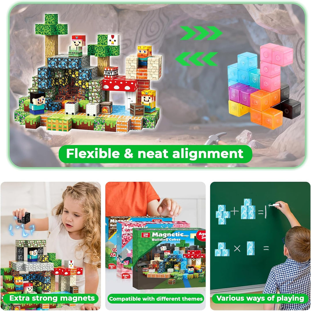 Annexfun Magnetische Bausteine 200 Teile - Ein aufregendes Untergrundabenteuer und eine Schatzsuche,