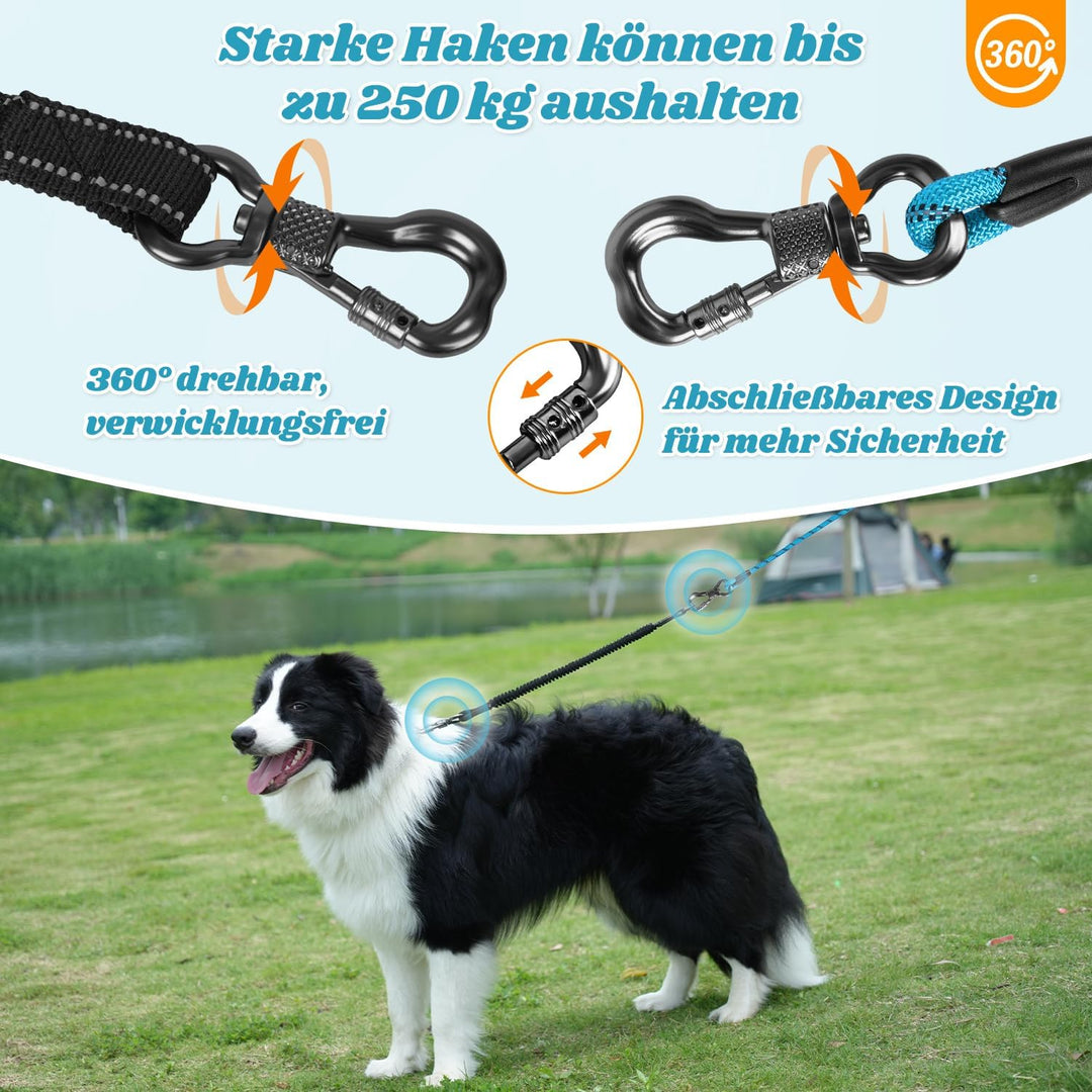 Aystkniet Bungee Schleppleine für Hunde 3M 5M 9M 10M 15M 20M 30M, Schockabsorbierende Hundeleine mit