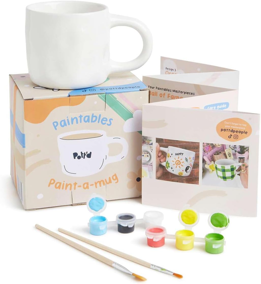Pott'd Paintables Tasse Malset Einzel- oder Doppel-Keramik-Malset für Erwachsene Keramik Malset enth
