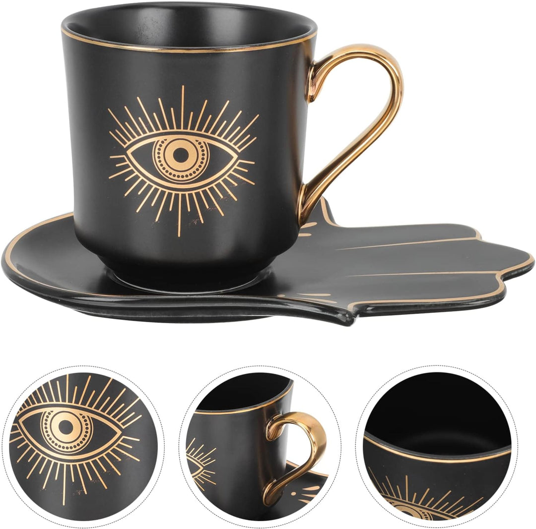 Cabilock Keramiktasse Teetasse Evil Eye Kaffeetasse Set Espresso Tasse Kaffeetasse Türkische Amulett