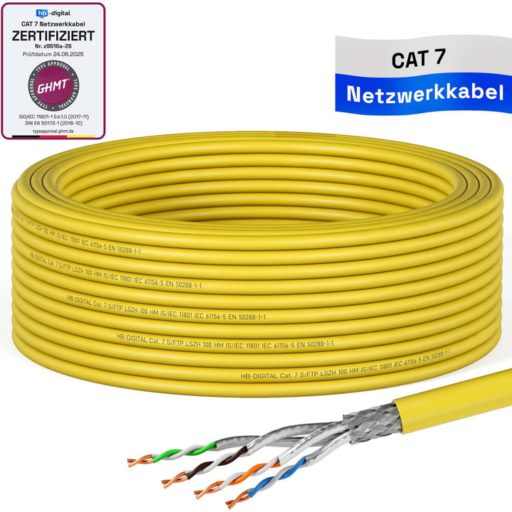 HB-DIGITAL 15m CAT 7 Netzwerkkabel LAN Kabel Verlegekabel Ethernet Installationskabel 10 Gbit/s AWG2