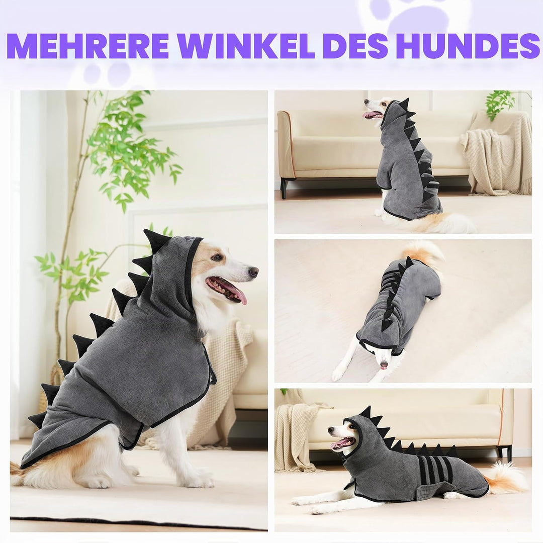 HundeBademantel Mikrofaser Schnell Trocknend, Einstellbar Hundehandtuch Extra Saugfähig für Mittel &