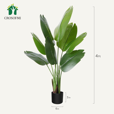 CROSOFMI Künstliche Paradiesvogel Pflanze 120cm künstliche Tropische Palme mit 8 Blättern perfekte k