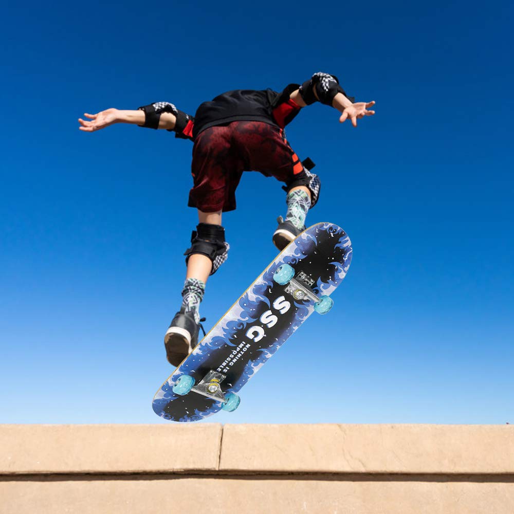 Willonin Skateboard Komplettboard mit ABEC-7 Kugellager 9-lagigem Ahornholz für Kinder Jungendliche
