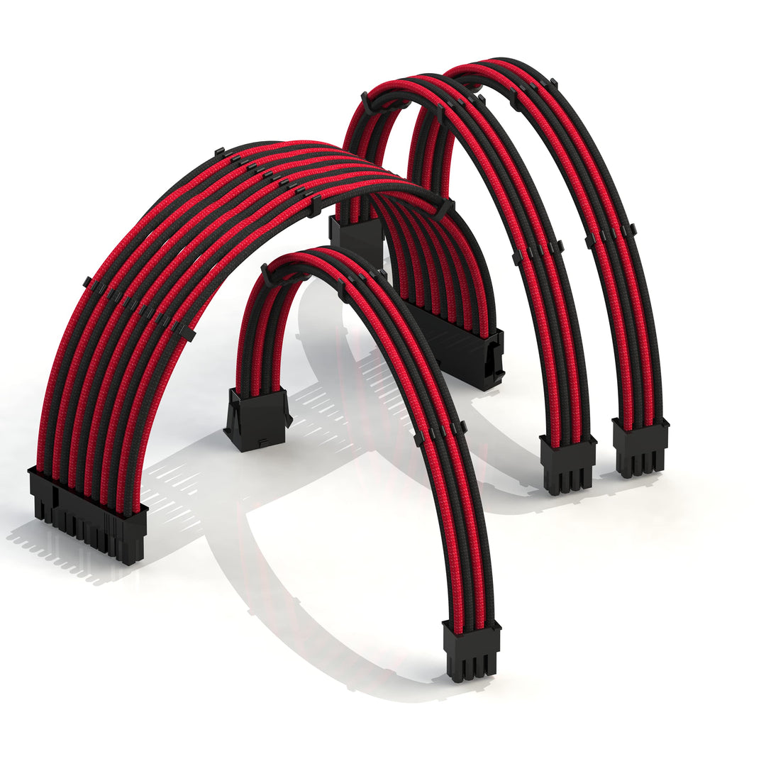 LINKUP - AVA 30cm PSU Kabelverlängerung Ummantelt GPU Nach Mass PC Stromversorgung mit Kamm-Kit┃1x 2