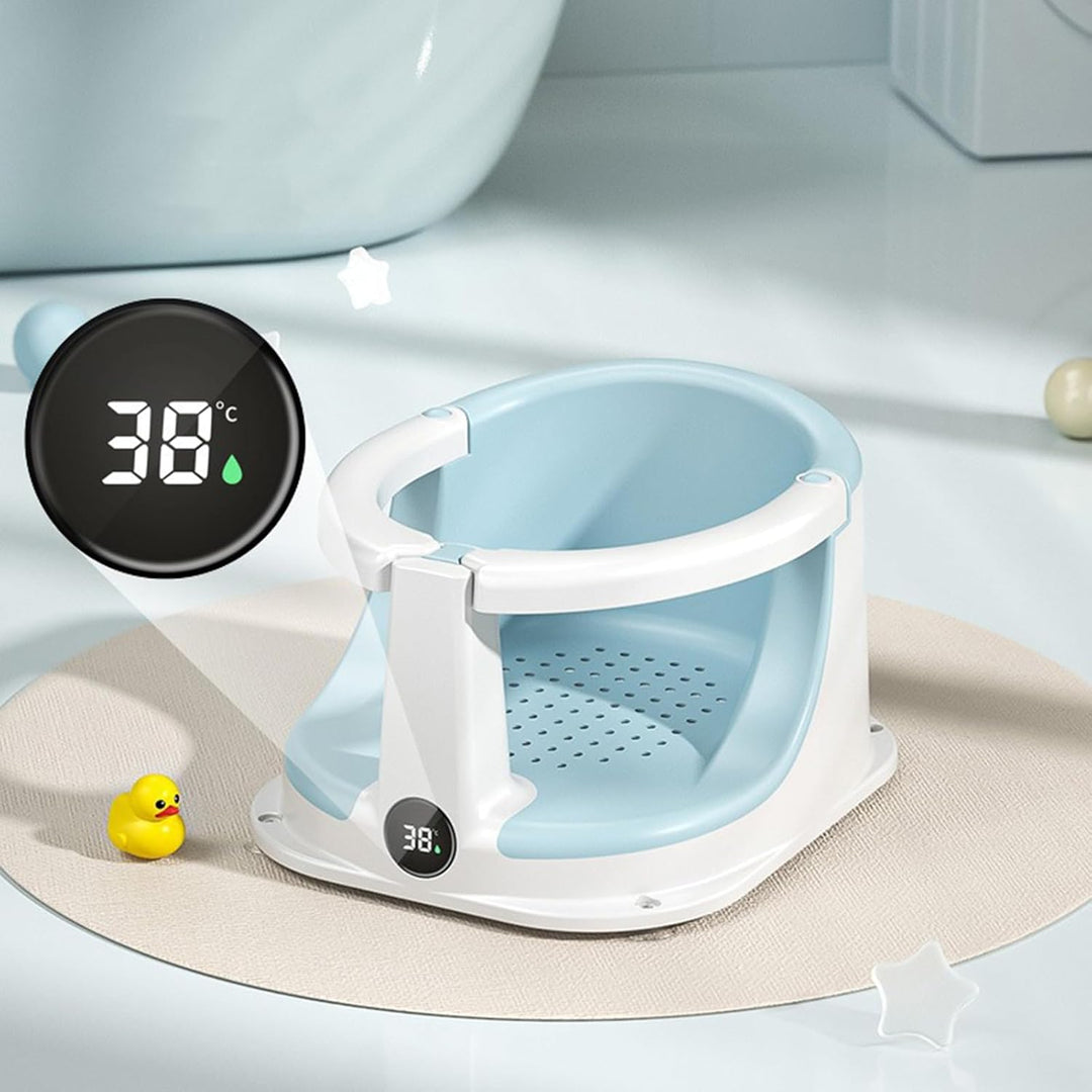Badewannensitz Baby Ab 6 Monate | Rutschfester Badesitz Baby mit Temperatursensor | Faltbare Sichere