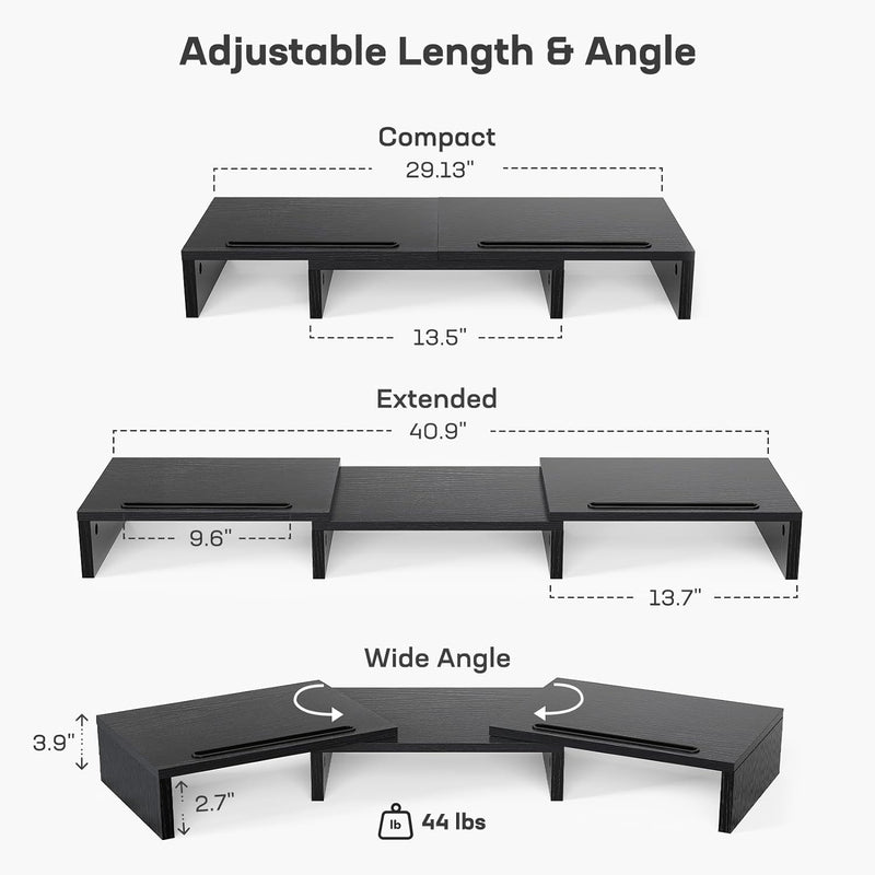 LORYERGO Monitorständer Holzmaterial mit Verstellbarer Länge und Winkel 2 Extra funktioneller Slot M