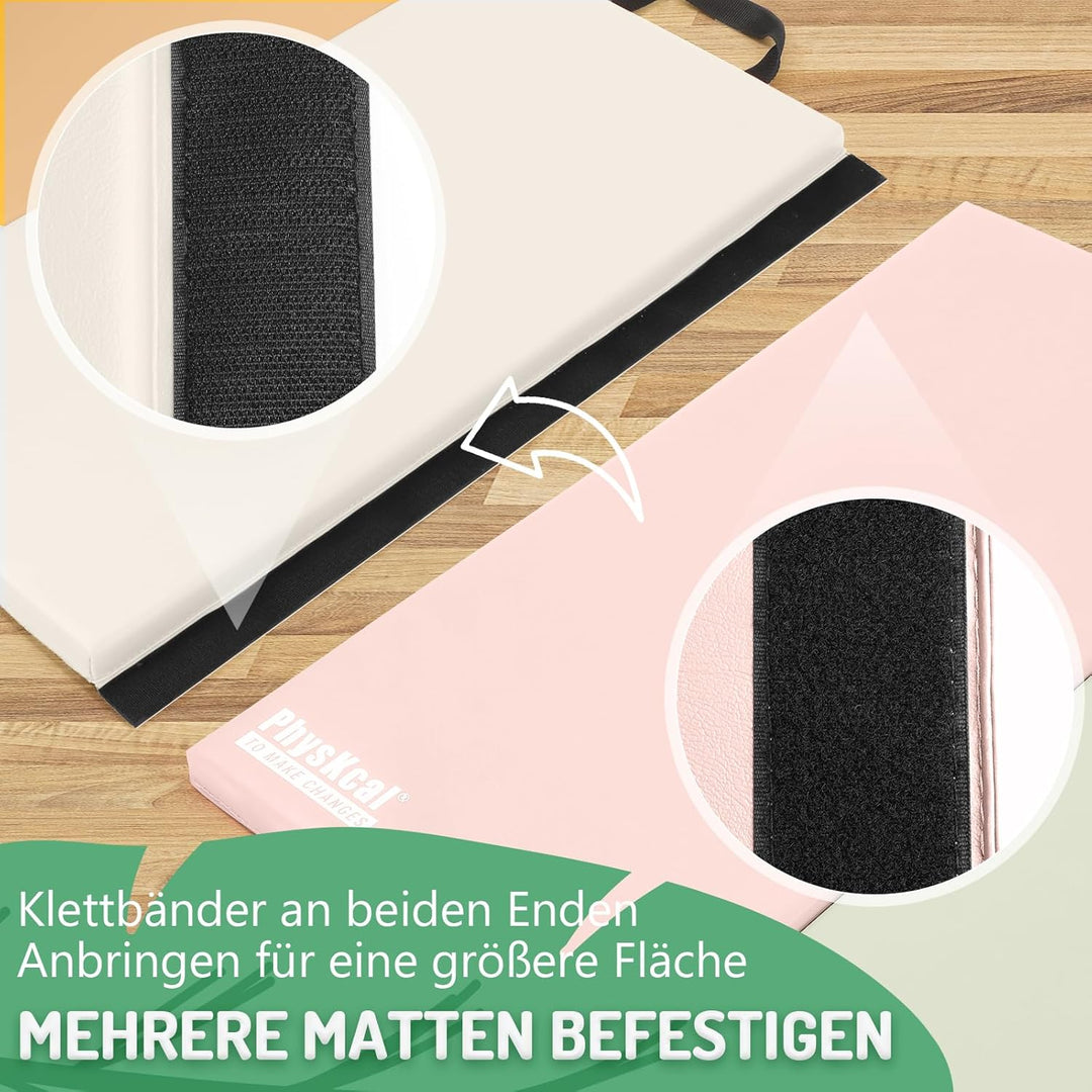 PhysKcal 195 x 75 x 3 cm Klappbare Weichbodenmatte Turnmatte Fitnessmatte Gymnastikmatte mit Tragegr