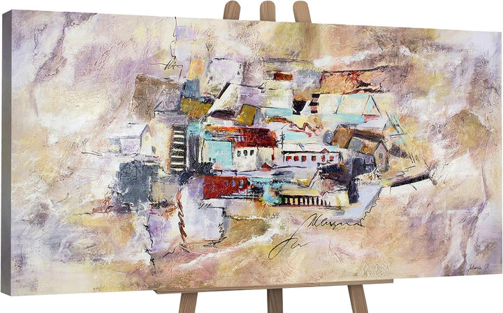 YS-Art Abstrakt Stil Acryl Gemälde auf Leinwand Fortschritt handgemalt Wandbilder Wohnzimmer modern