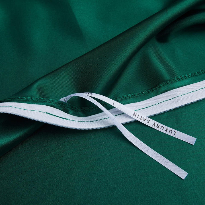 Boqingzhu Satin Bettwäsche 200×220cm Grün Dunkelgrün Uni Einfarbig Glatt Glänzend Luxus Seide Bettwä