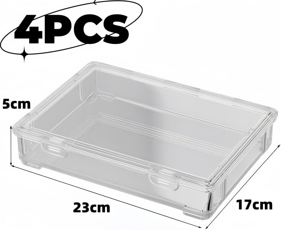 MHwan Plastikbox mit Deckel, 4 Stück Stapelbare Aufbewahrungsbox, Robust und Langlebig, BPA-Frei, fü
